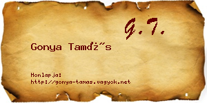 Gonya Tamás névjegykártya